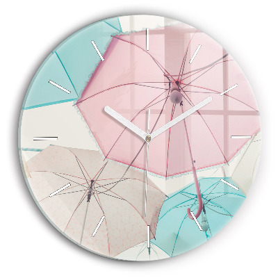 Horloge ronde Parapluies pastel