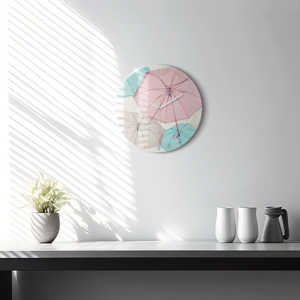 Horloge ronde Parapluies pastel