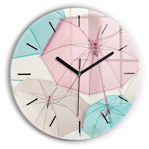 Horloge ronde Parapluies pastel