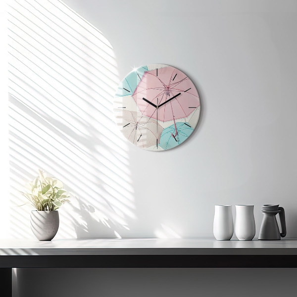 Horloge ronde Parapluies pastel