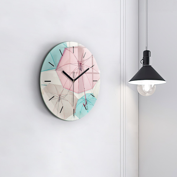 Horloge ronde Parapluies pastel