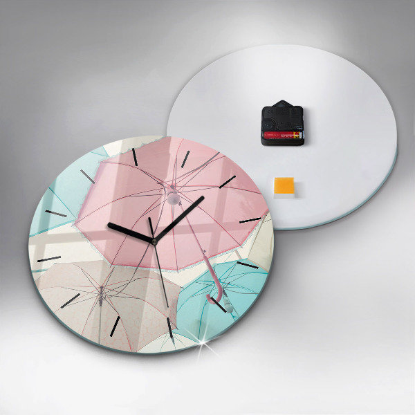 Horloge ronde Parapluies pastel