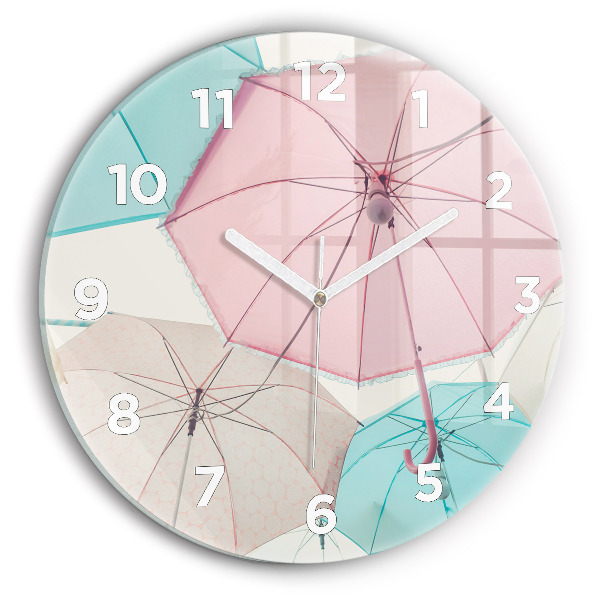 Horloge ronde Parapluies pastel
