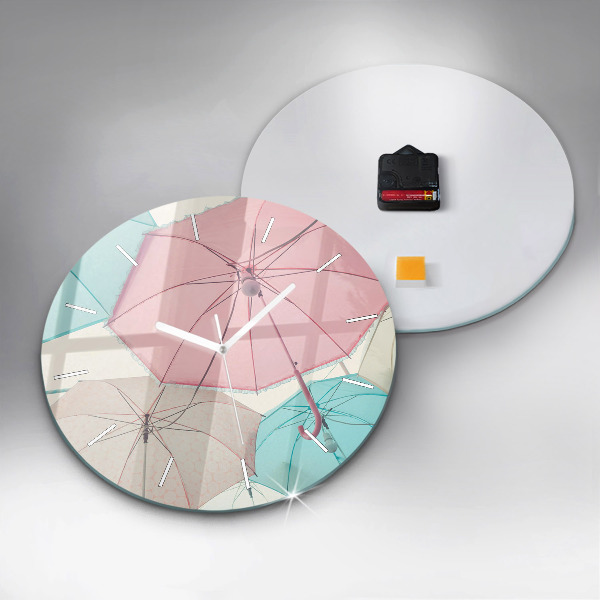 Horloge ronde Parapluies pastel