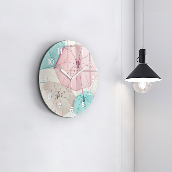 Horloge ronde Parapluies pastel