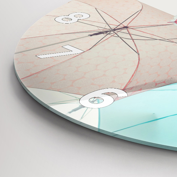 Horloge ronde Parapluies pastel
