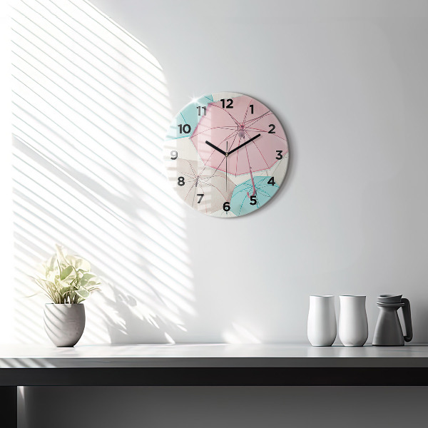 Horloge ronde Parapluies pastel