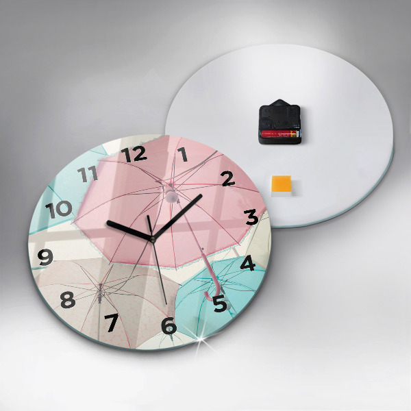 Horloge ronde Parapluies pastel