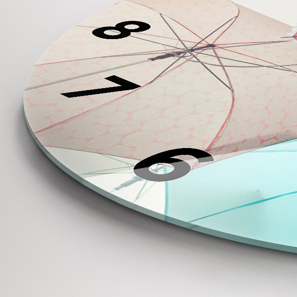 Horloge ronde Parapluies pastel