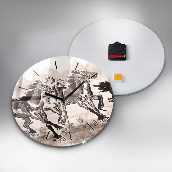 Horloge ronde Chevaux au galop