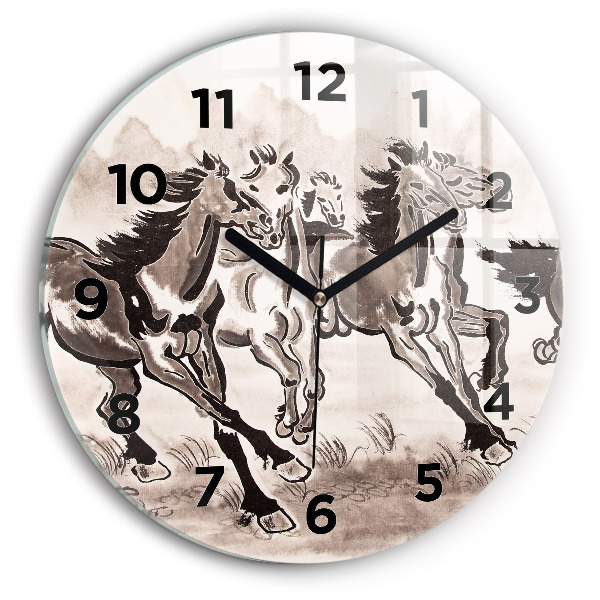 Horloge ronde Chevaux au galop
