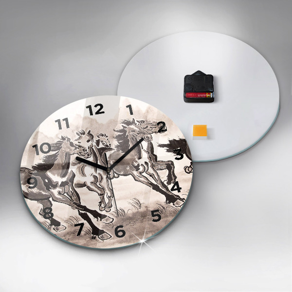 Horloge ronde Chevaux au galop