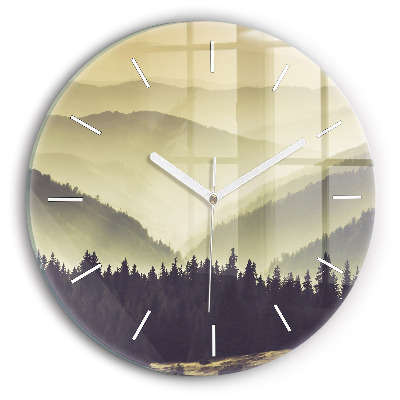 Horloge ronde Pentes brumeuses des montagnes