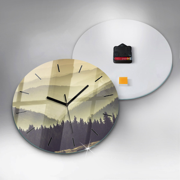 Horloge ronde Pentes brumeuses des montagnes