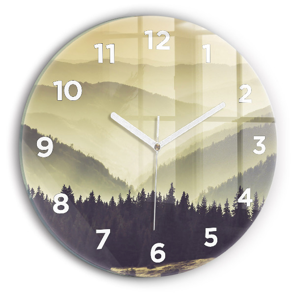 Horloge ronde Pentes brumeuses des montagnes