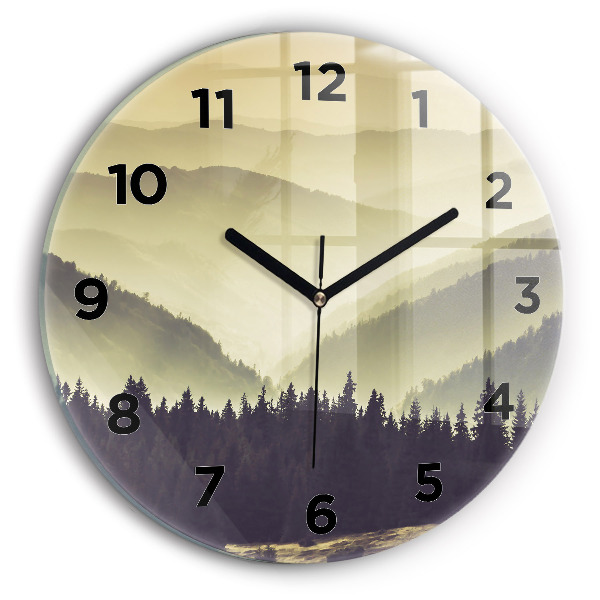Horloge ronde Pentes brumeuses des montagnes
