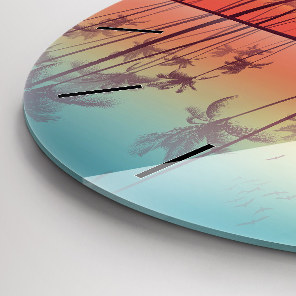 Horloge ronde Palmiers tropicaux