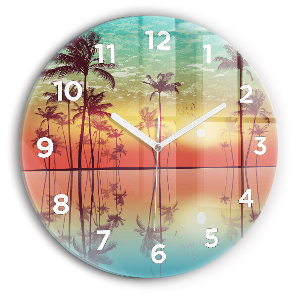 Horloge ronde Palmiers tropicaux