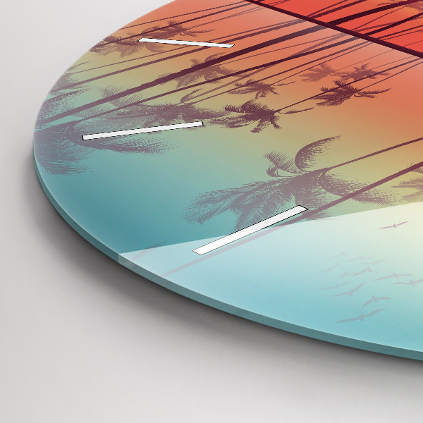 Horloge ronde Palmiers tropicaux