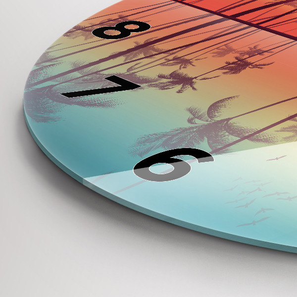 Horloge ronde Palmiers tropicaux