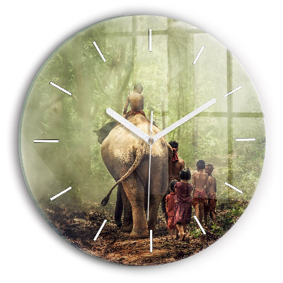 Horloge ronde Enfants conduisant un éléphant