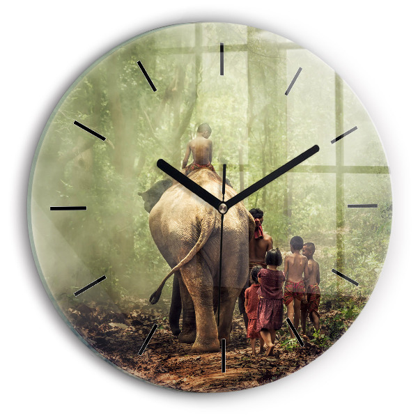 Horloge ronde Enfants conduisant un éléphant