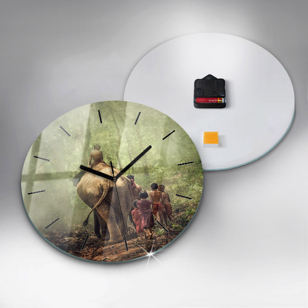 Horloge ronde Enfants conduisant un éléphant