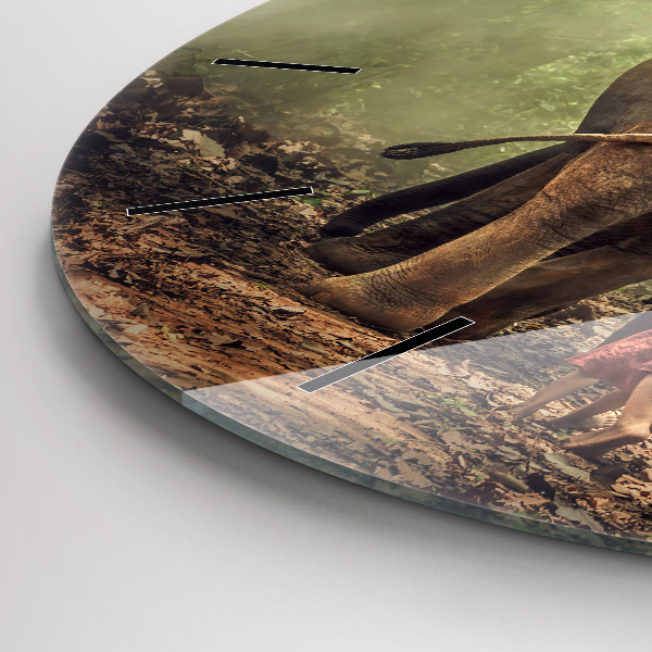 Horloge ronde Enfants conduisant un éléphant