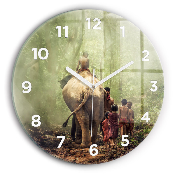Horloge ronde Enfants conduisant un éléphant