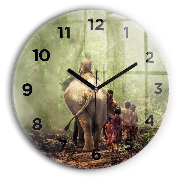 Horloge ronde Enfants conduisant un éléphant