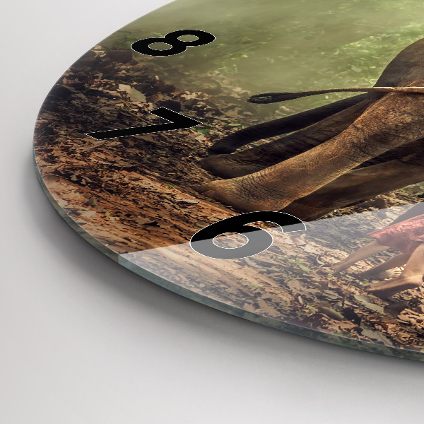 Horloge ronde Enfants conduisant un éléphant