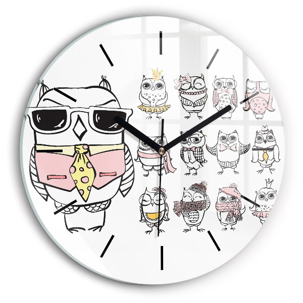Horloge ronde Affiche vintage de hibou