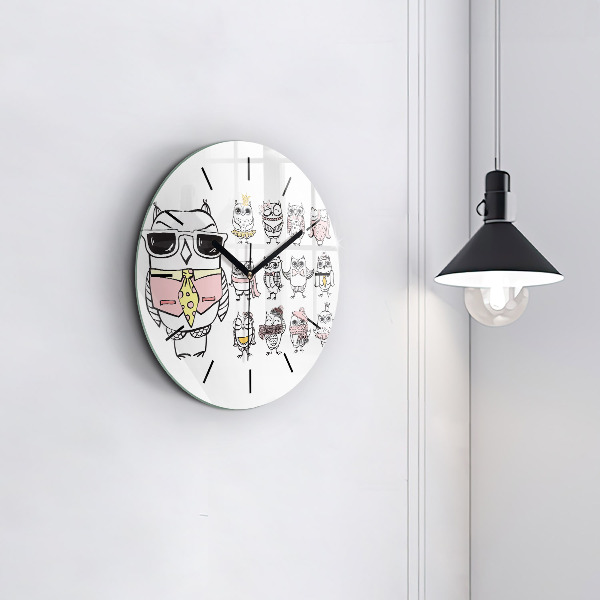 Horloge ronde Affiche vintage de hibou