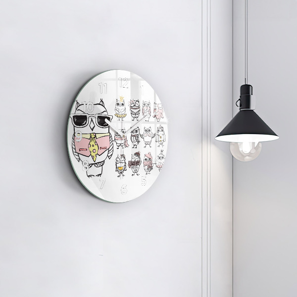 Horloge ronde Affiche vintage de hibou