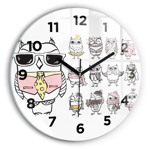 Horloge ronde Affiche vintage de hibou