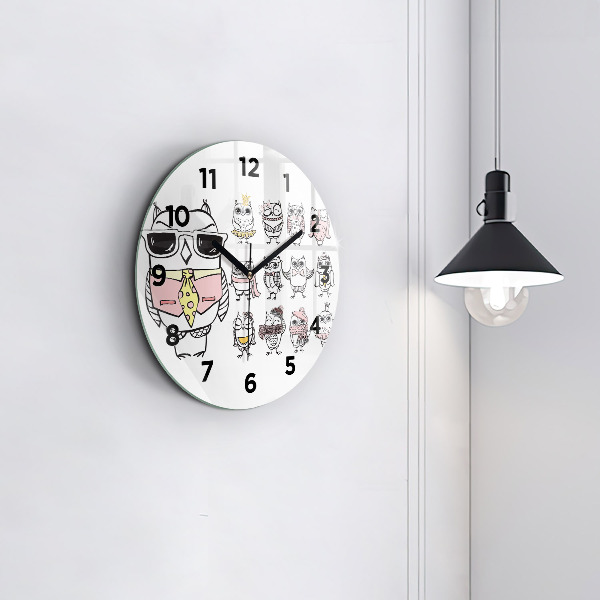 Horloge ronde Affiche vintage de hibou