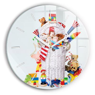 Horloge ronde Panier en osier avec jouets