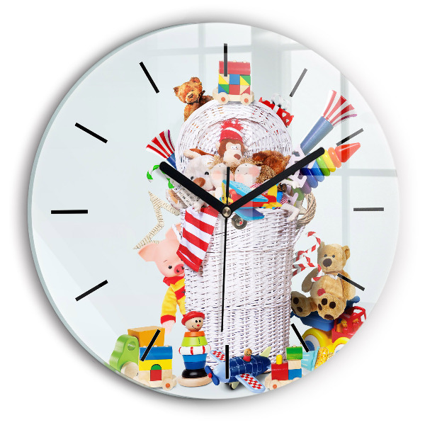 Horloge ronde Panier en osier avec jouets