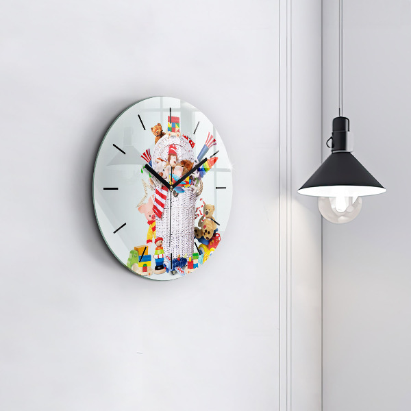 Horloge ronde Panier en osier avec jouets
