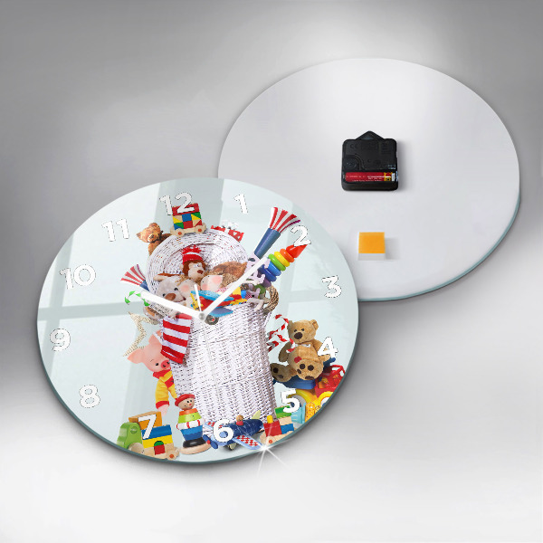 Horloge ronde Panier en osier avec jouets