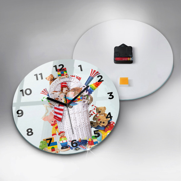 Horloge ronde Panier en osier avec jouets