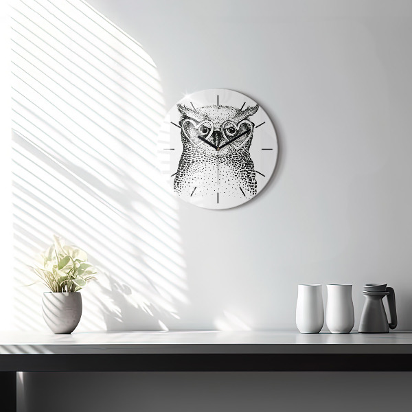 Horloge ronde Hibou dessiné avec des lunettes
