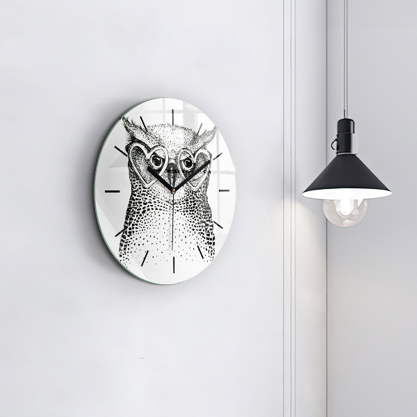 Horloge ronde Hibou dessiné avec des lunettes