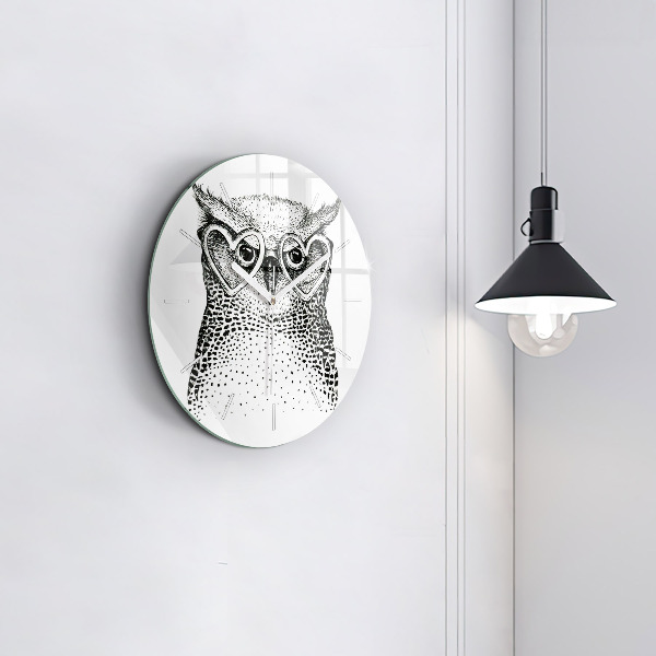 Horloge ronde Hibou dessiné avec des lunettes