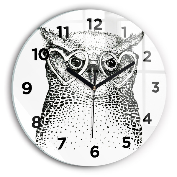 Horloge ronde Hibou dessiné avec des lunettes