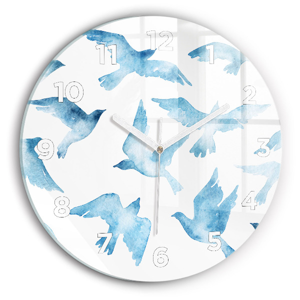 Horloge ronde Oiseaux bleus volants