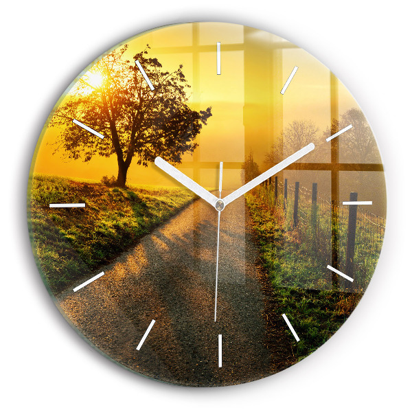 Horloge ronde Brouillard au lever du soleil