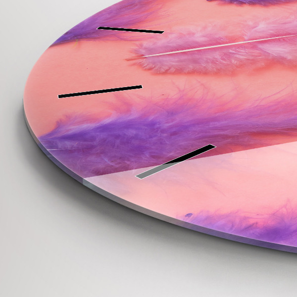 Horloge ronde plumes colorées