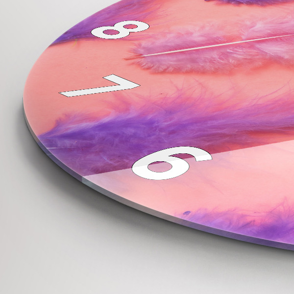 Horloge ronde plumes colorées