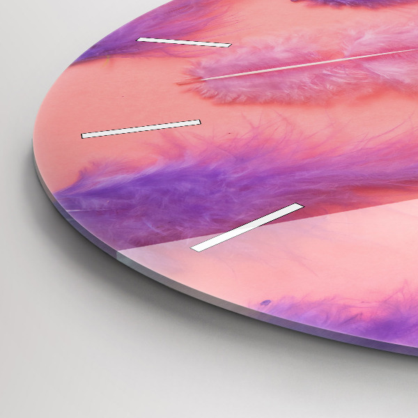 Horloge ronde plumes colorées